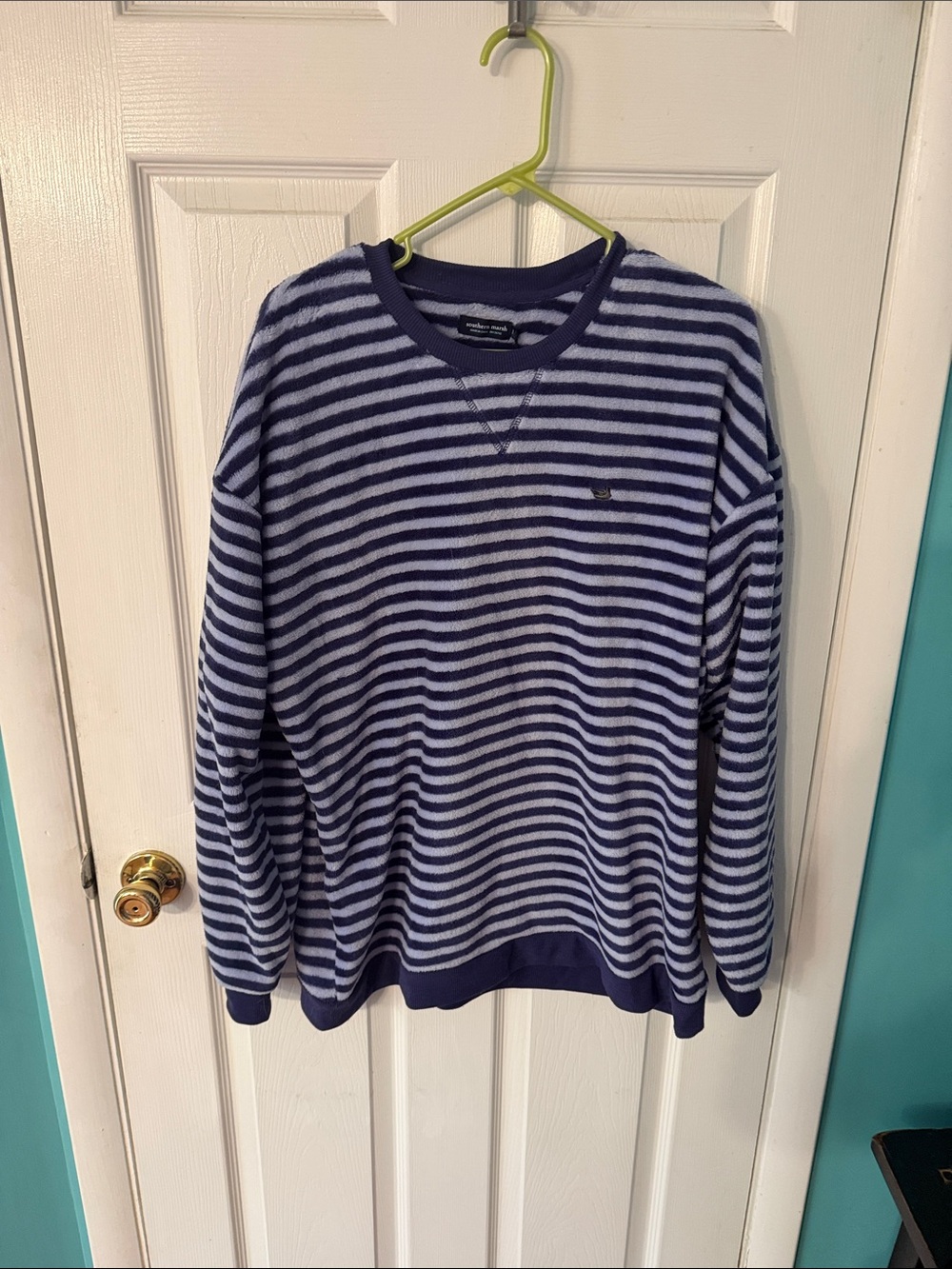 Southern Marsh Navy and Light Blue Striped Sweatshirt